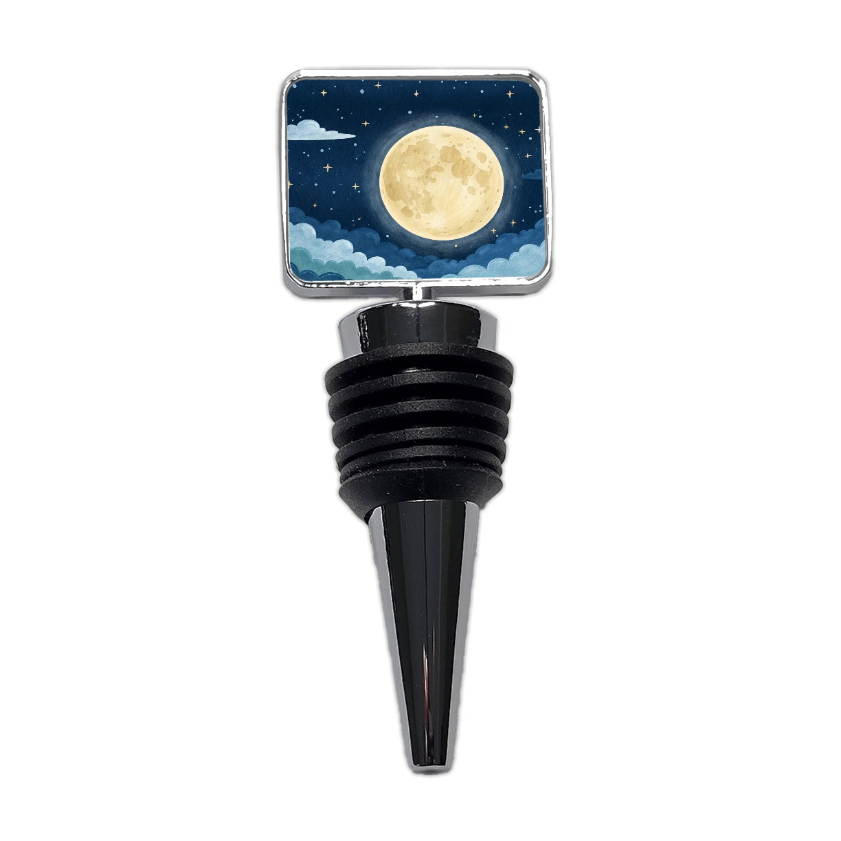 Watercolor Moon At Night Wine Bottle Stopper