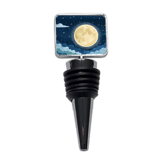 Watercolor Moon At Night Wine Bottle Stopper