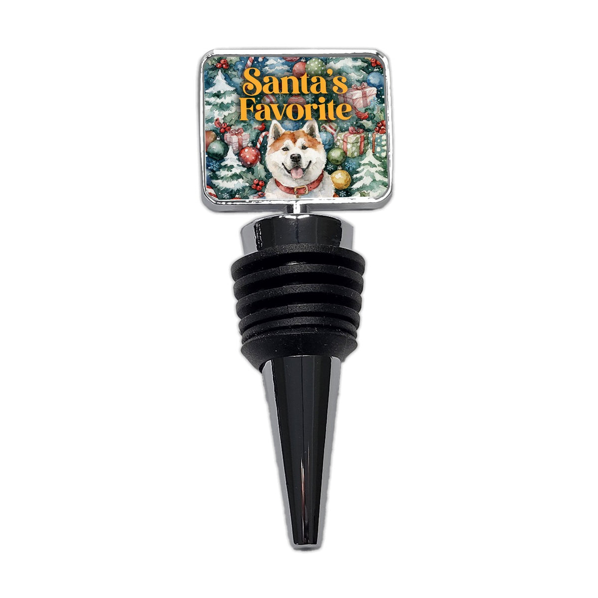 Akita Dog Christmas Santa's Favorite Wine Bottle Stopper