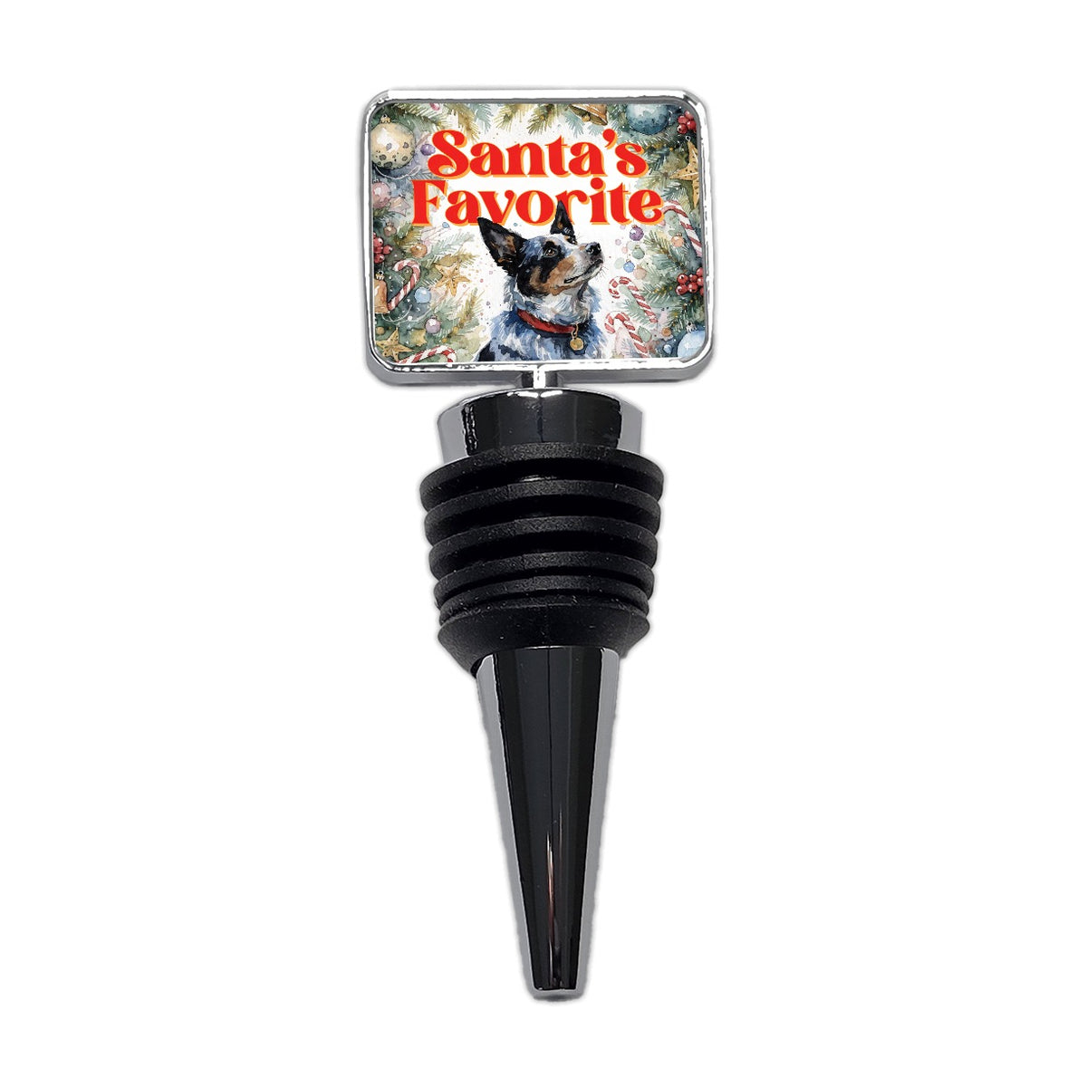 Australian Cattle Dog Christmas Santa's Favorite Wine Bottle Stopper