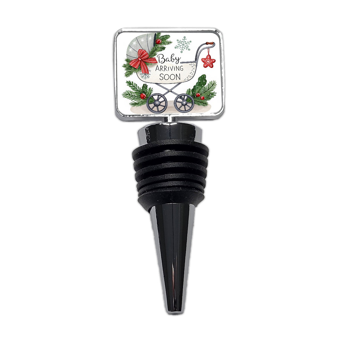 Baby Arriving Soon Christmas Pregnancy Wine Bottle Stopper