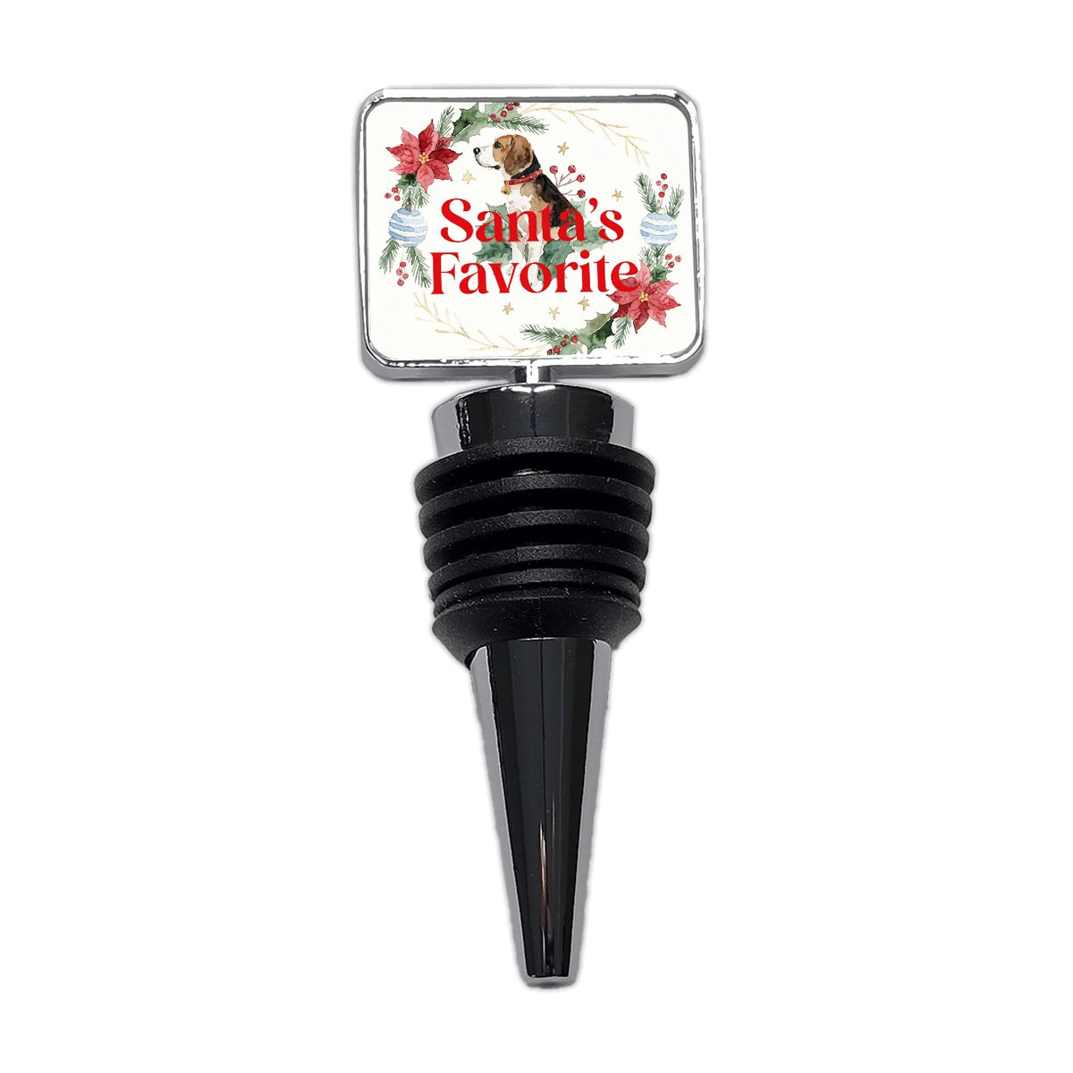 Beagle Dog Christmas Santa's Favorite Wine Bottle Stopper