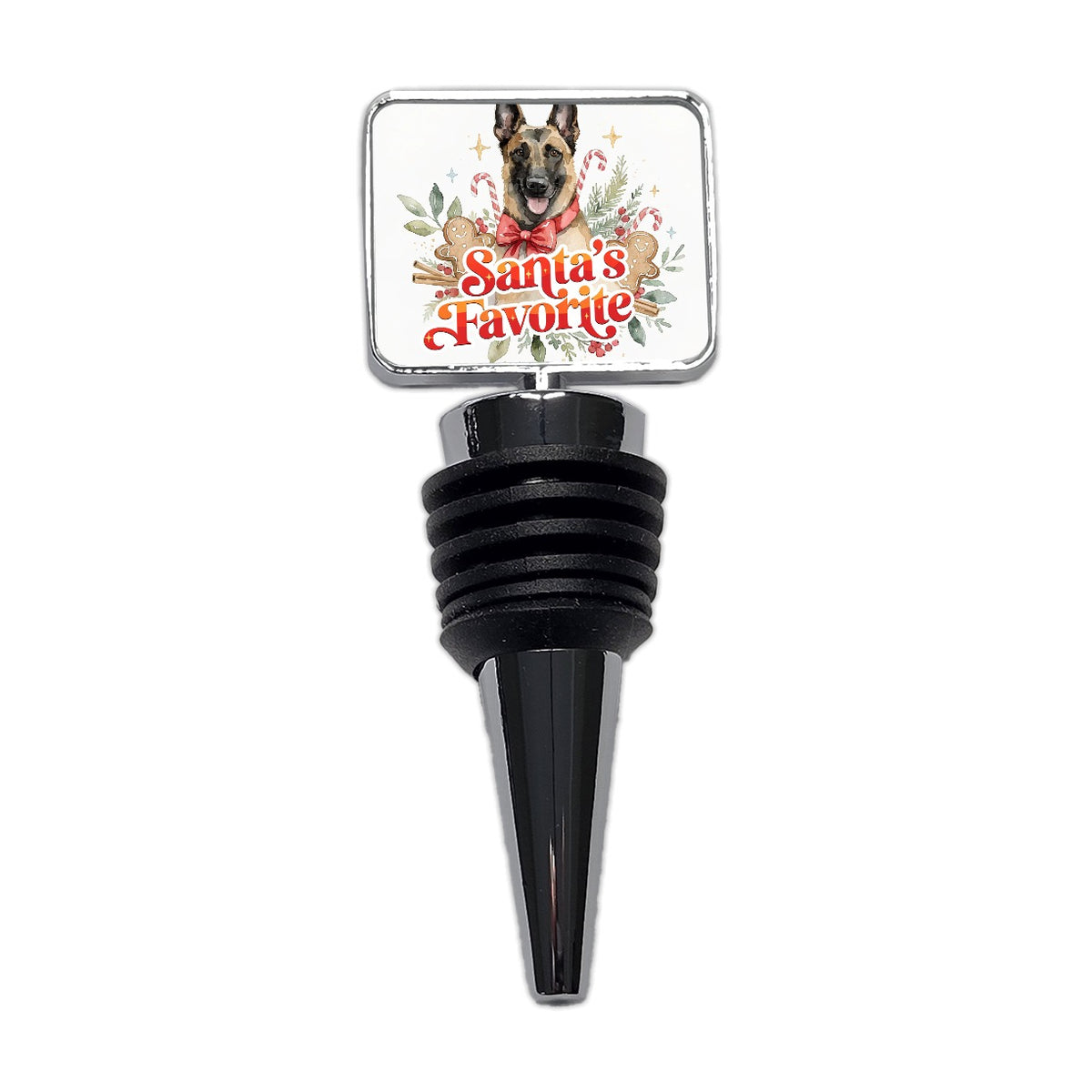 Belgian Malinois Dog Christmas Santa's Favorite Wine Bottle Stopper