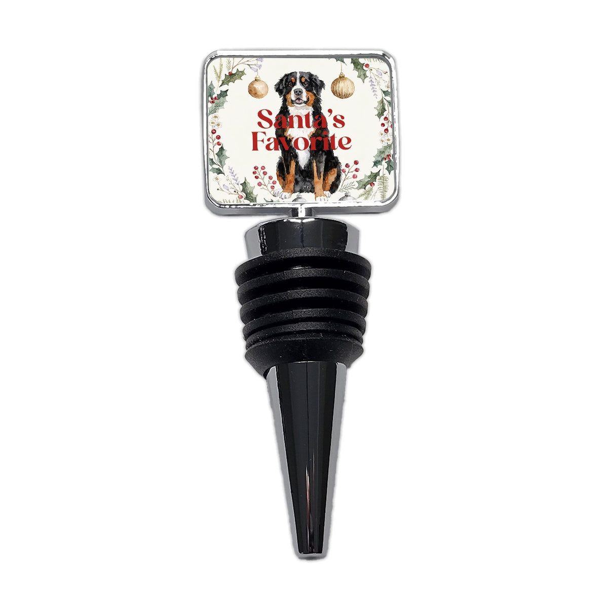 Bernese Mountain Dog Christmas Santa's Favorite Wine Bottle Stopper