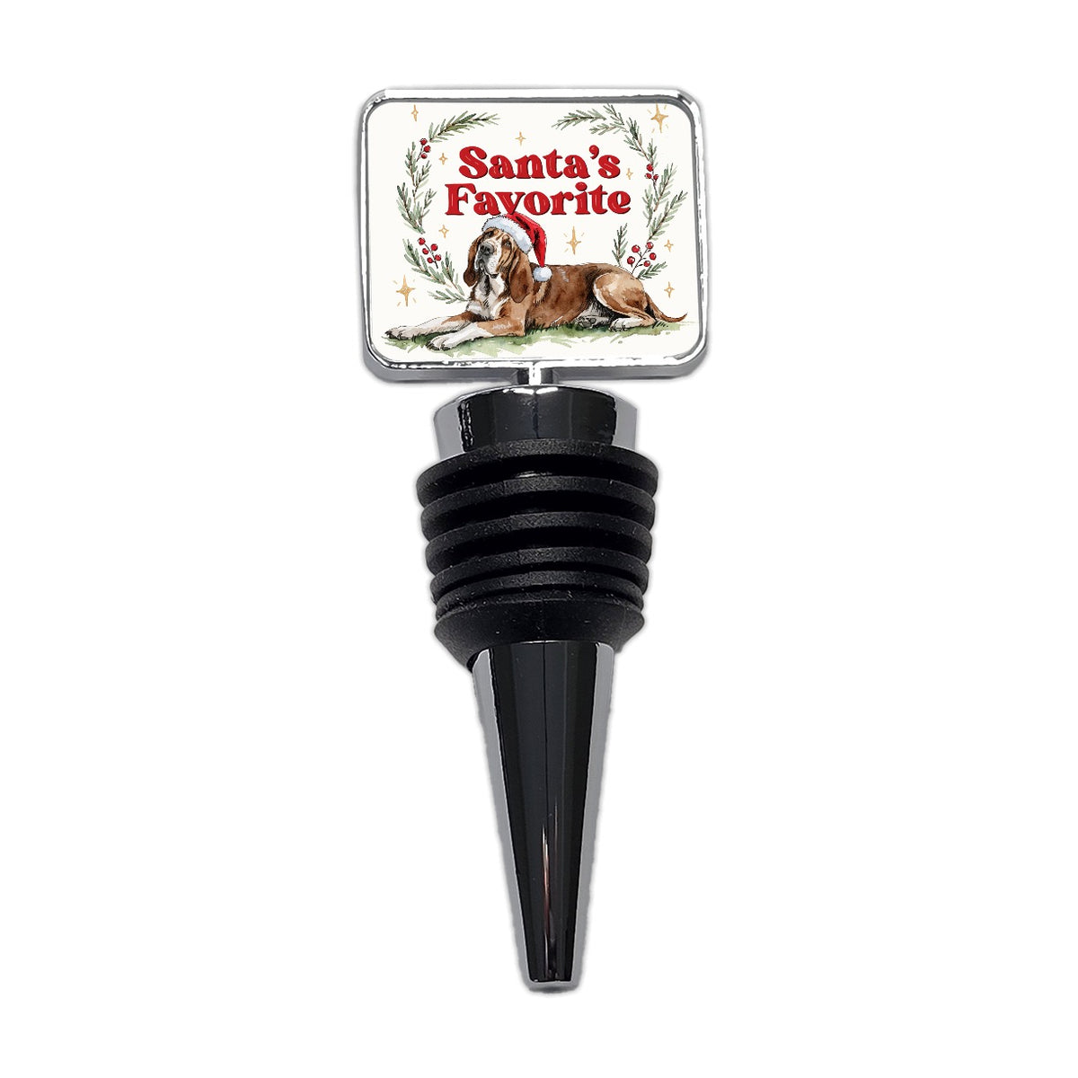 Bloodhound Dog Christmas Santa's Favorite Wine Bottle Stopper