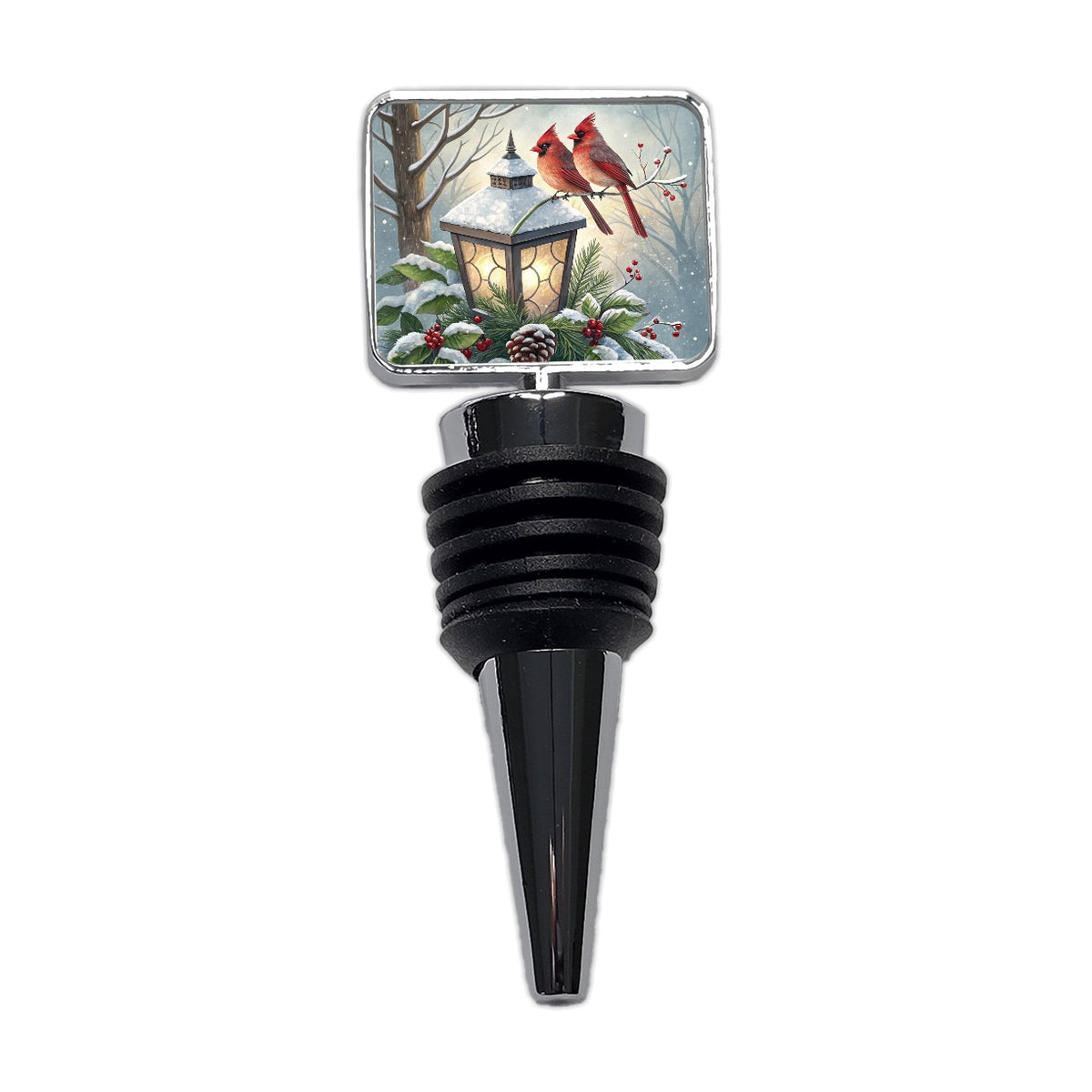 Cardinal Birds Lantern Christmas Wine Bottle Stopper