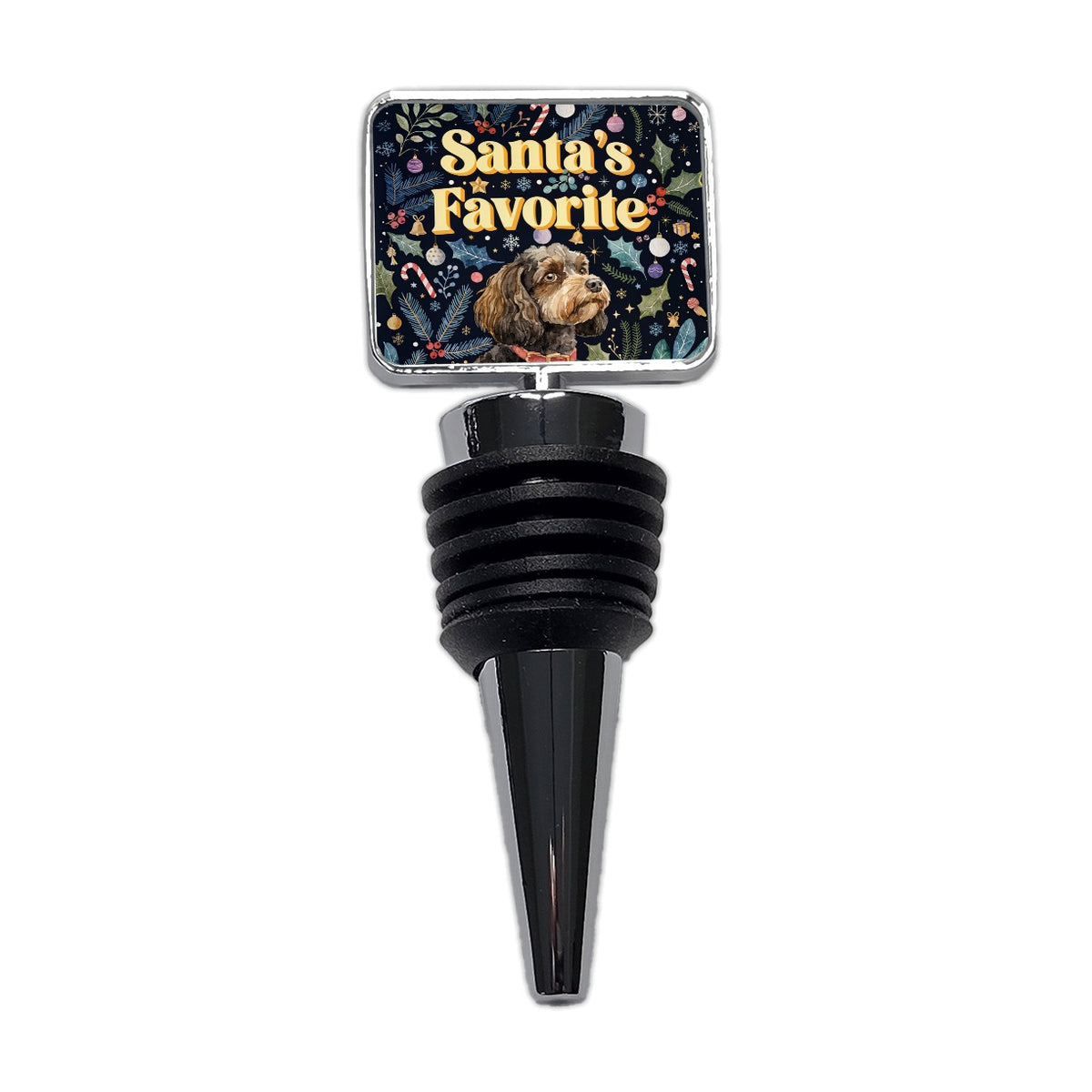 Cavapoo Dog Christmas Santa's Favorite Wine Bottle Stopper