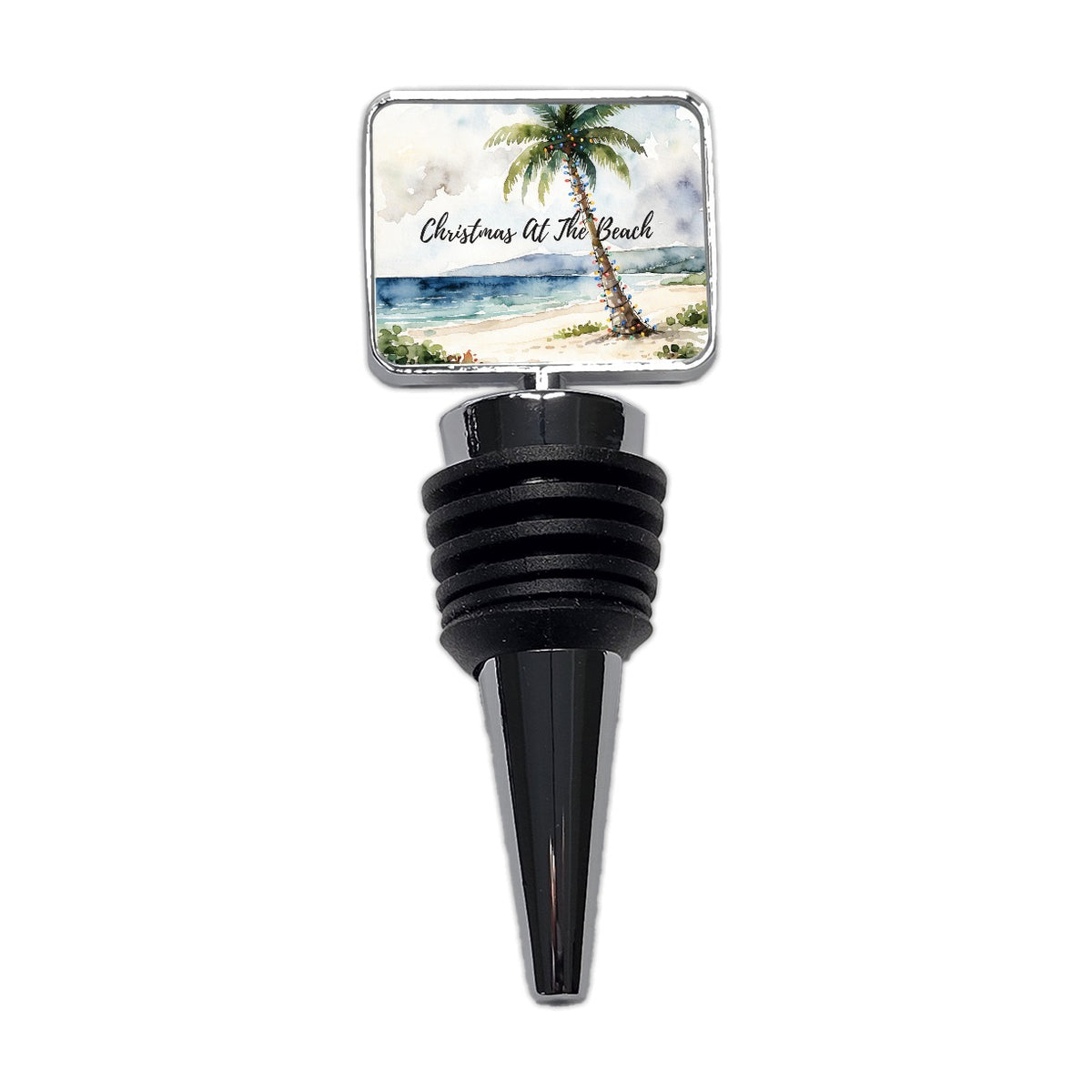 Christmas At The Beach Palm Tree Wine Bottle Stopper