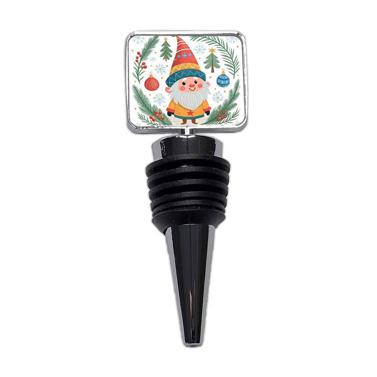 Christmas Gnome Smiling Wine Bottle Stopper
