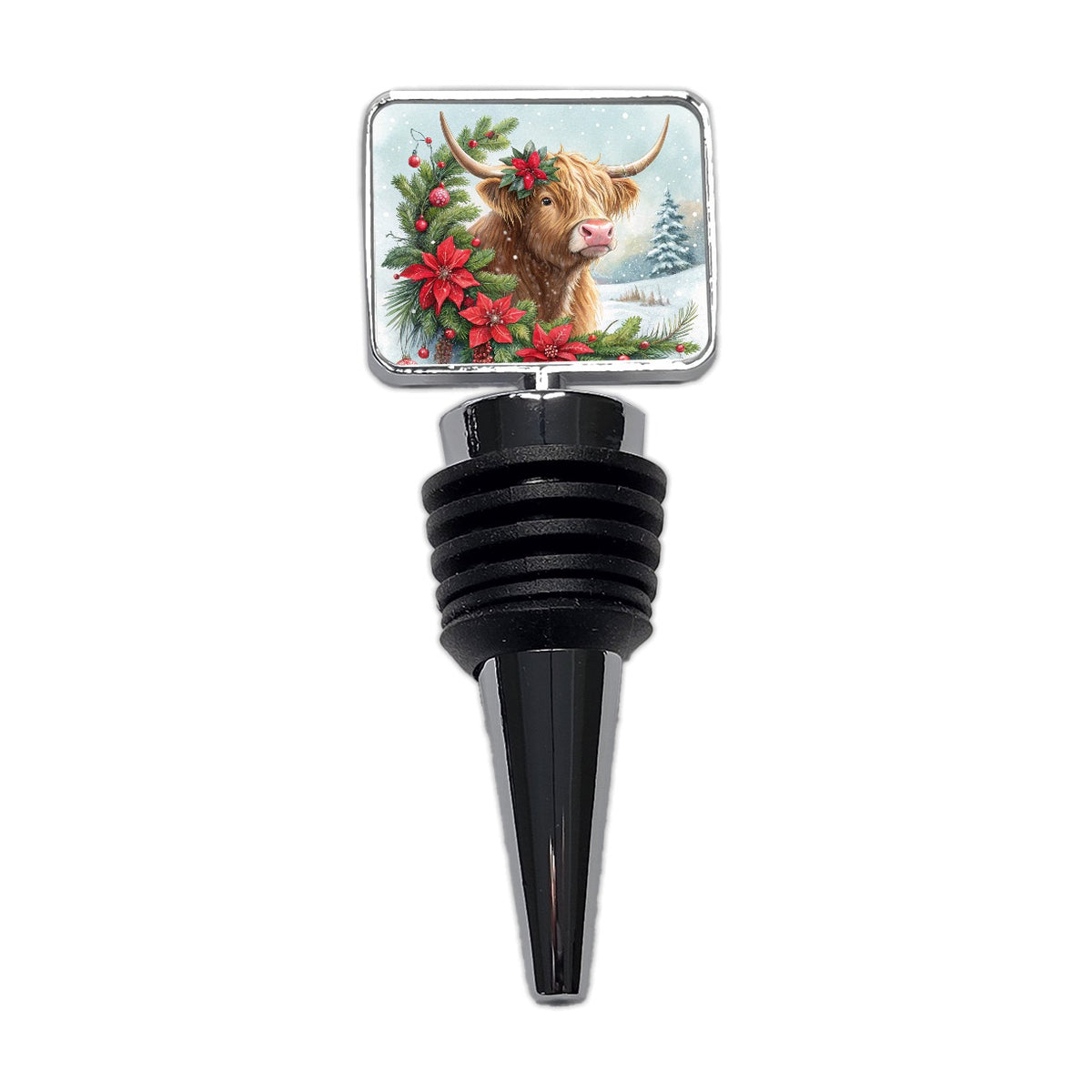 Christmas Highland Cow Wine Bottle Stopper