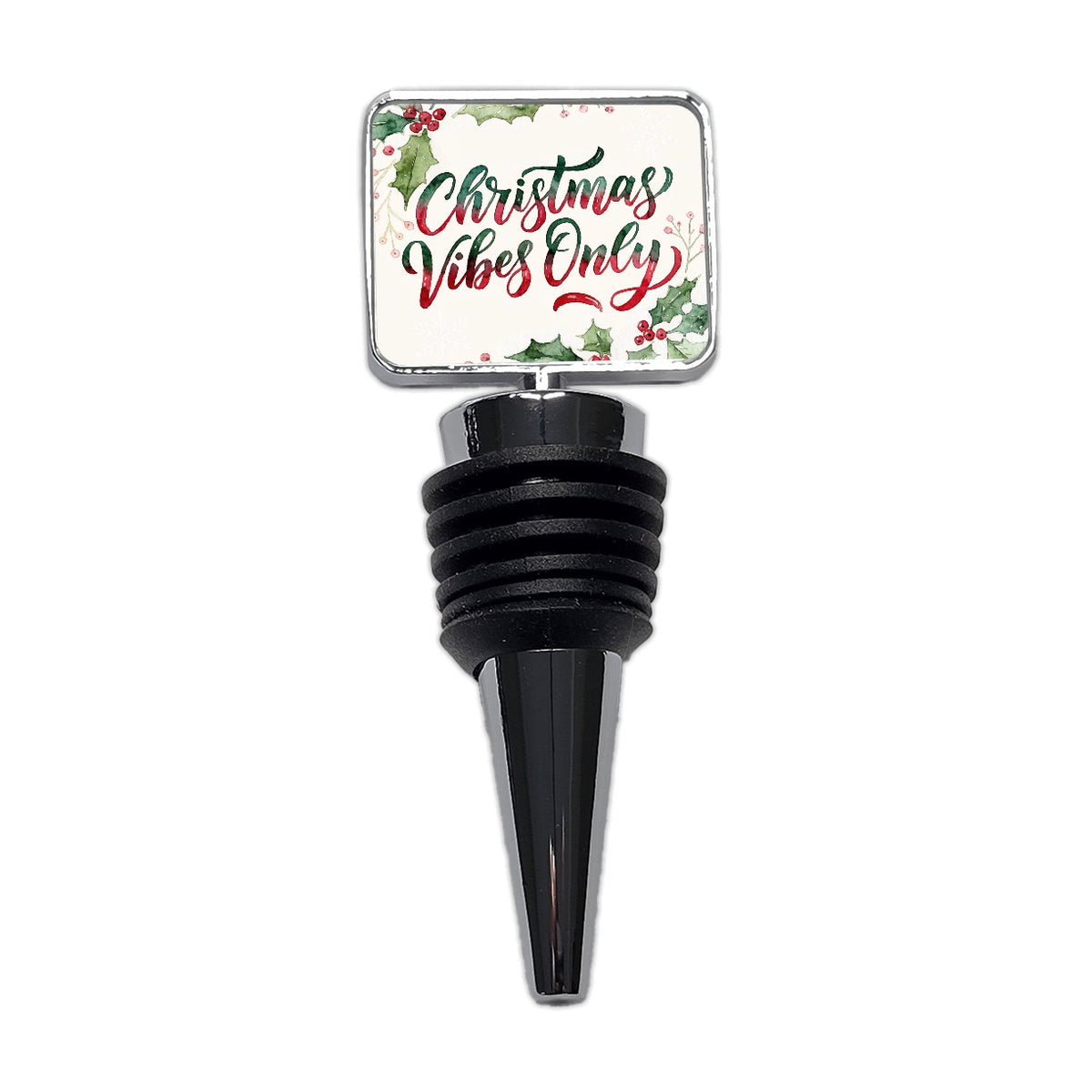 Christmas Vibes Only Script Wine Bottle Stopper
