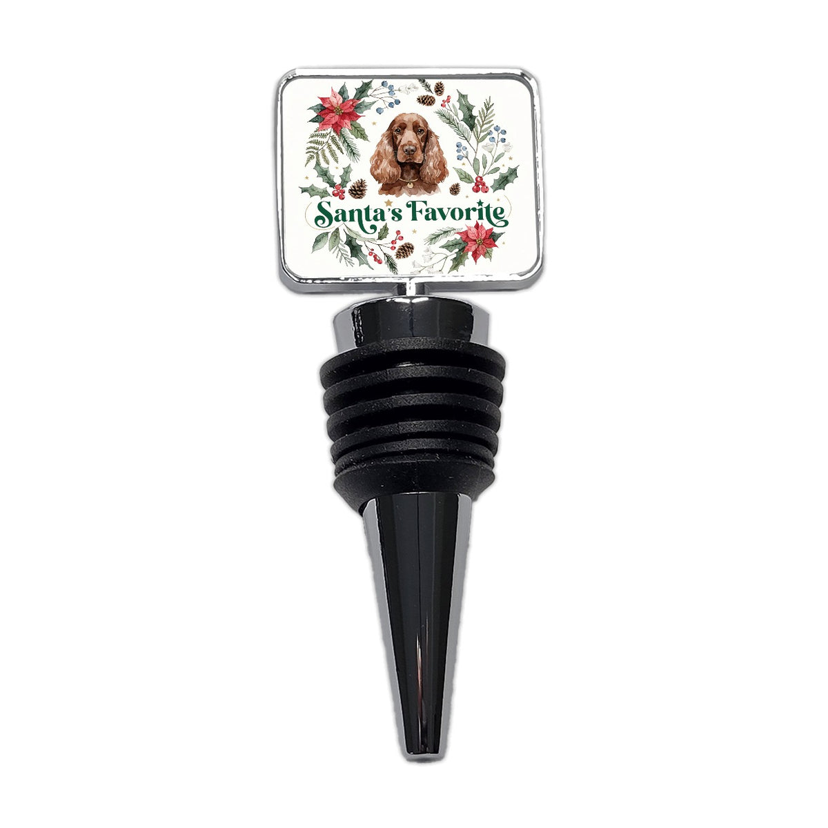Cocker Spaniel Dog Christmas Santa's Favorite Wine Bottle Stopper