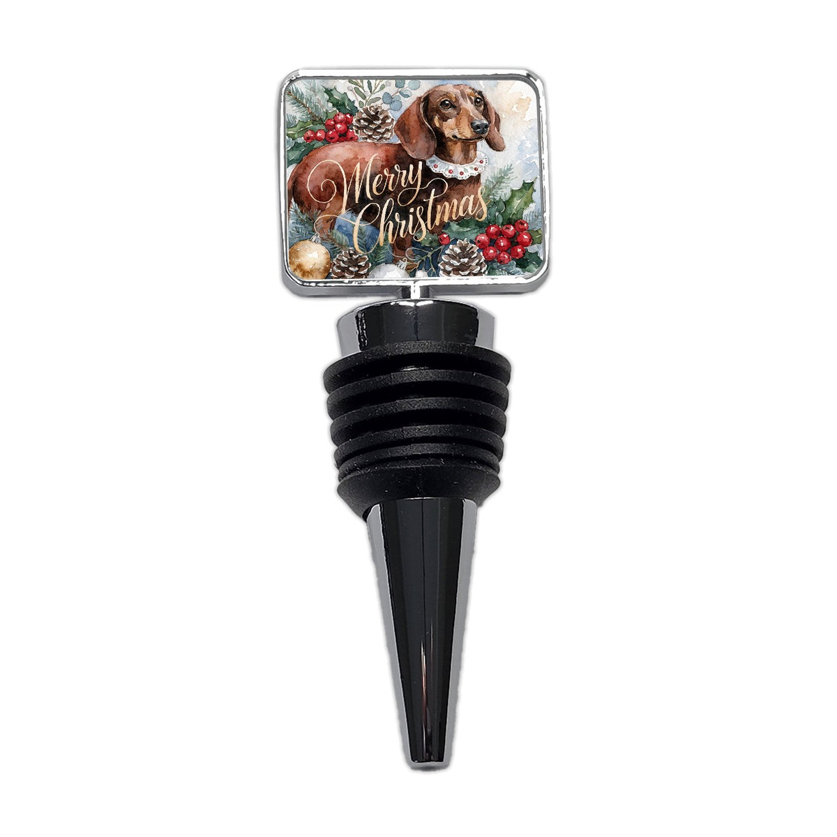Dachshund Dog Merry Christmas Wine Bottle Stopper
