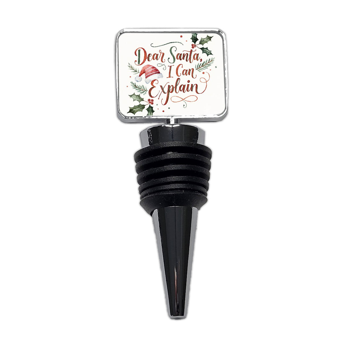 Dear Santa I Can Explain Christmas Funny Script Wine Bottle Stopper