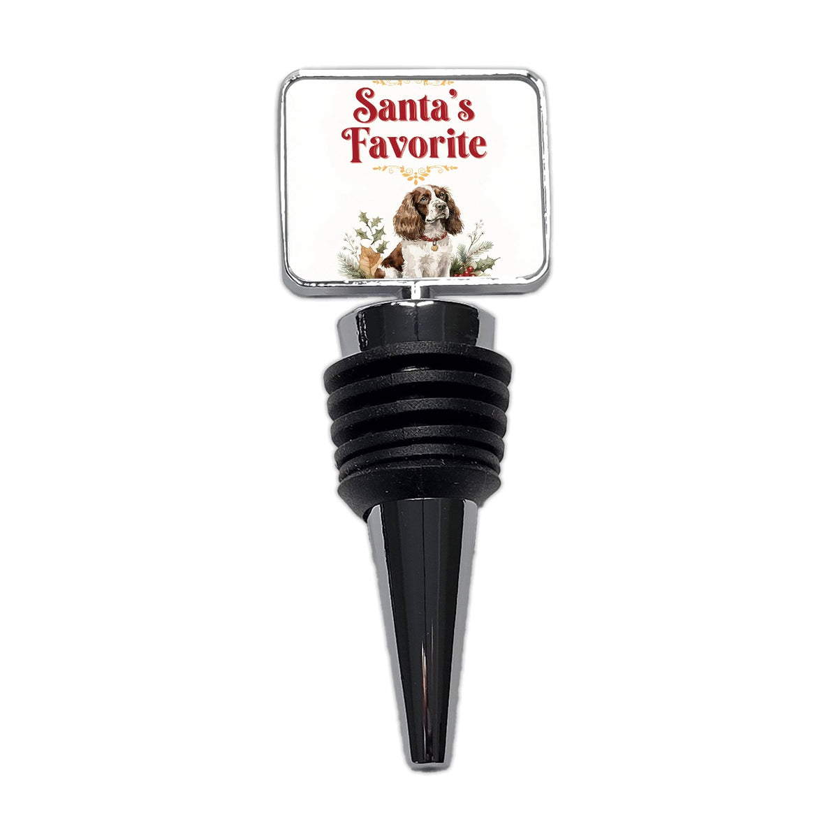 English Springer Spaniel Dog Christmas Santa's Favorite Wine Bottle Stopper
