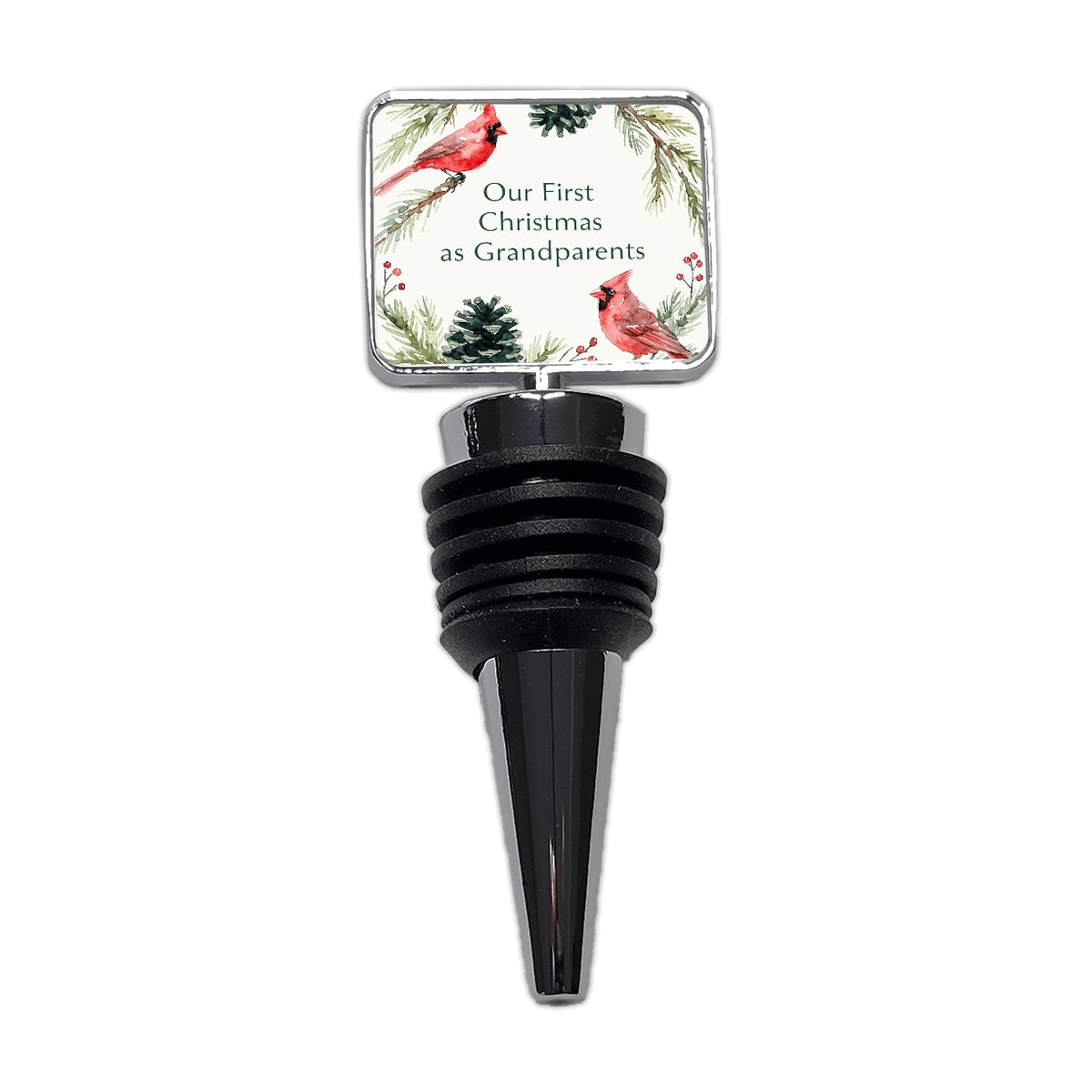 First Christmas As Grandparents Cardinal Birds Wine Bottle Stopper