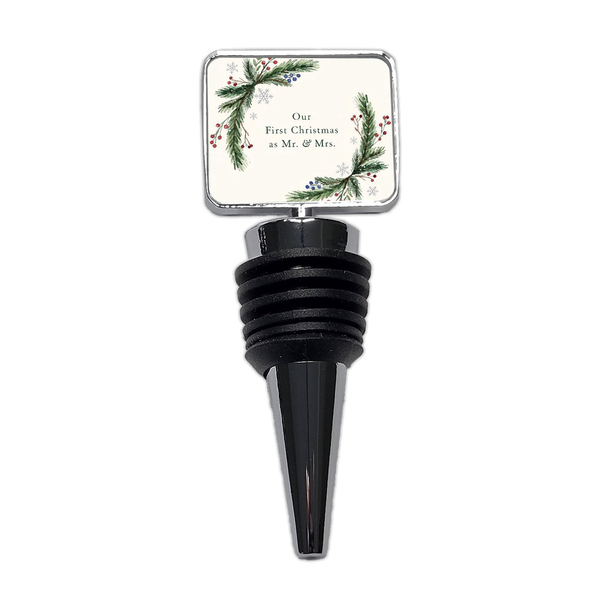 First Christmas As Mr Mrs Married Wedding Wine Bottle Stopper