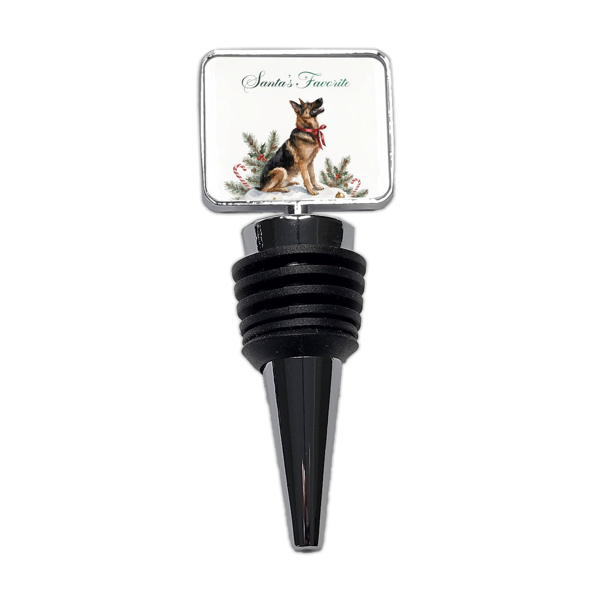 German Shepherd Dog Christmas Santa's Favorite Wine Bottle Stopper