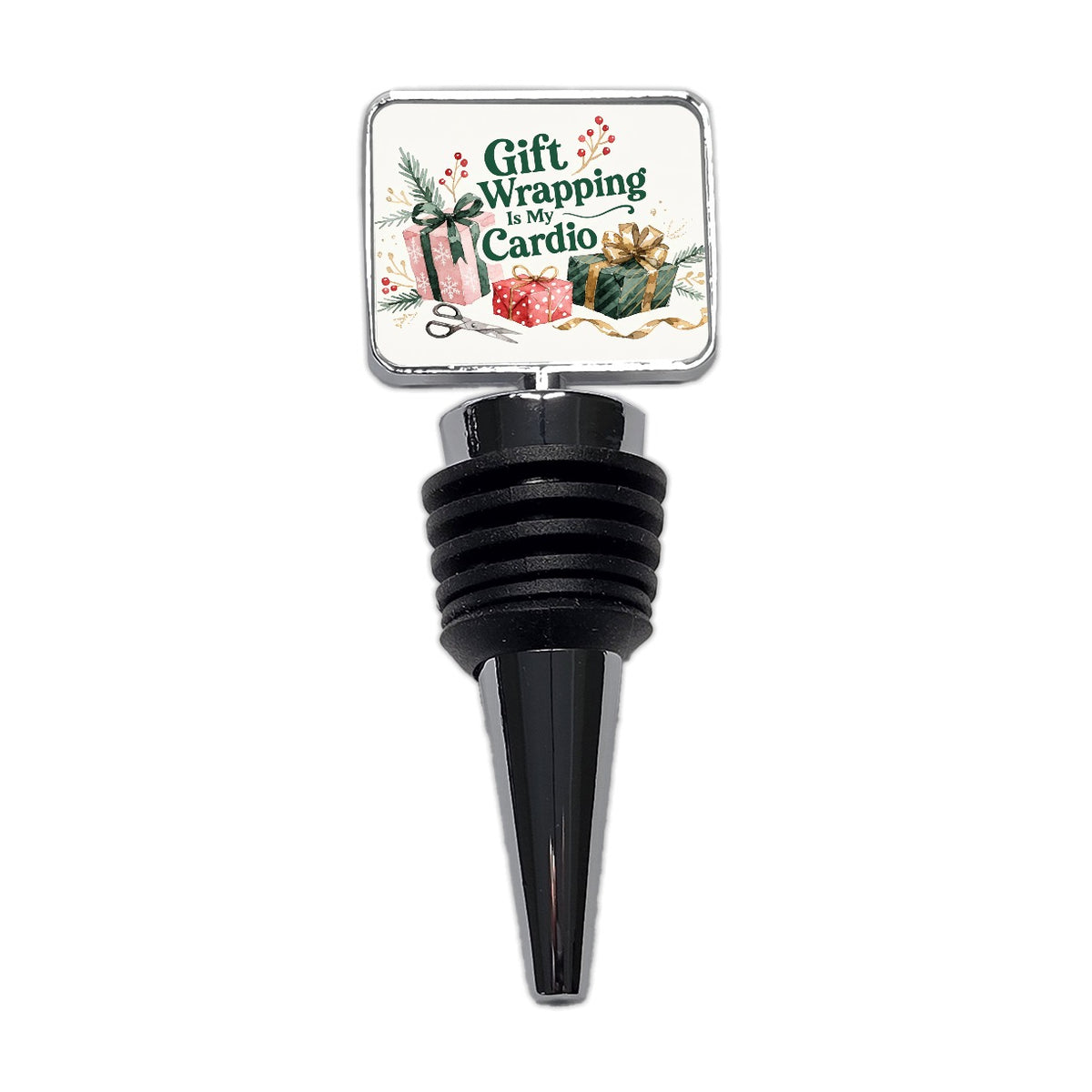 Gift Wrapping Is My Cardio Christmas Funny Wine Bottle Stopper