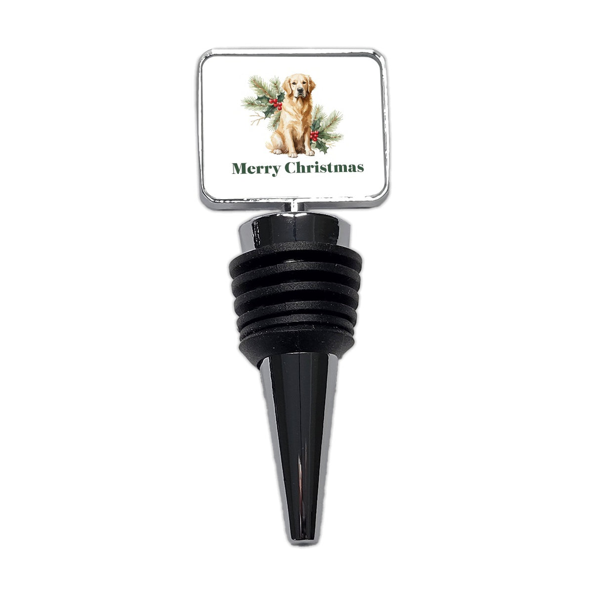 Golden Retriever Dog Merry Christmas Wine Bottle Stopper