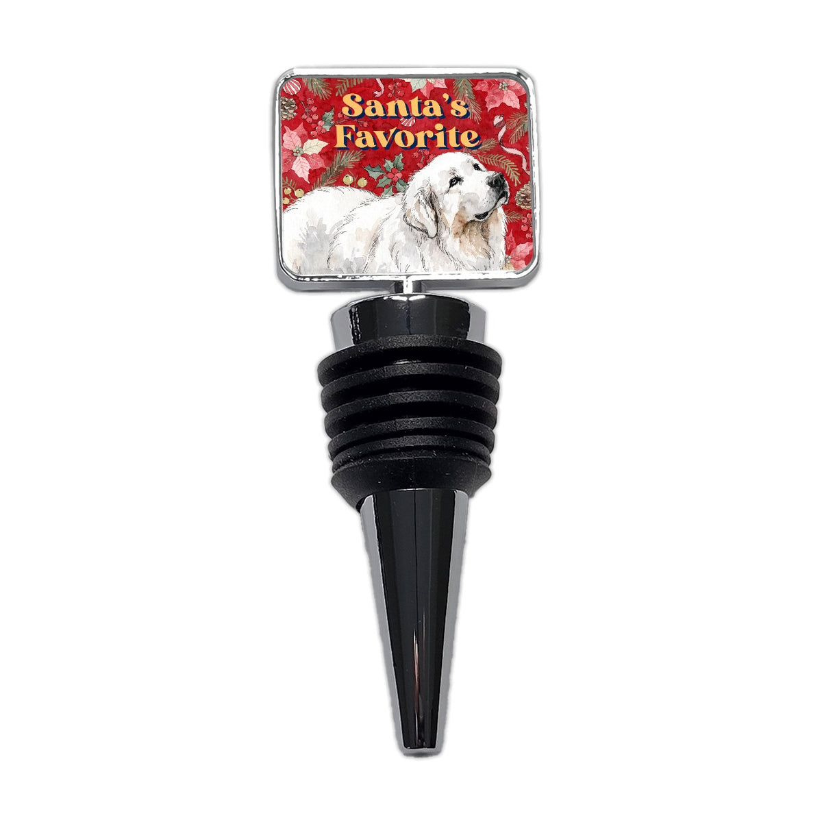 Great Pyrenees Dog Christmas Santa's Favorite Wine Bottle Stopper