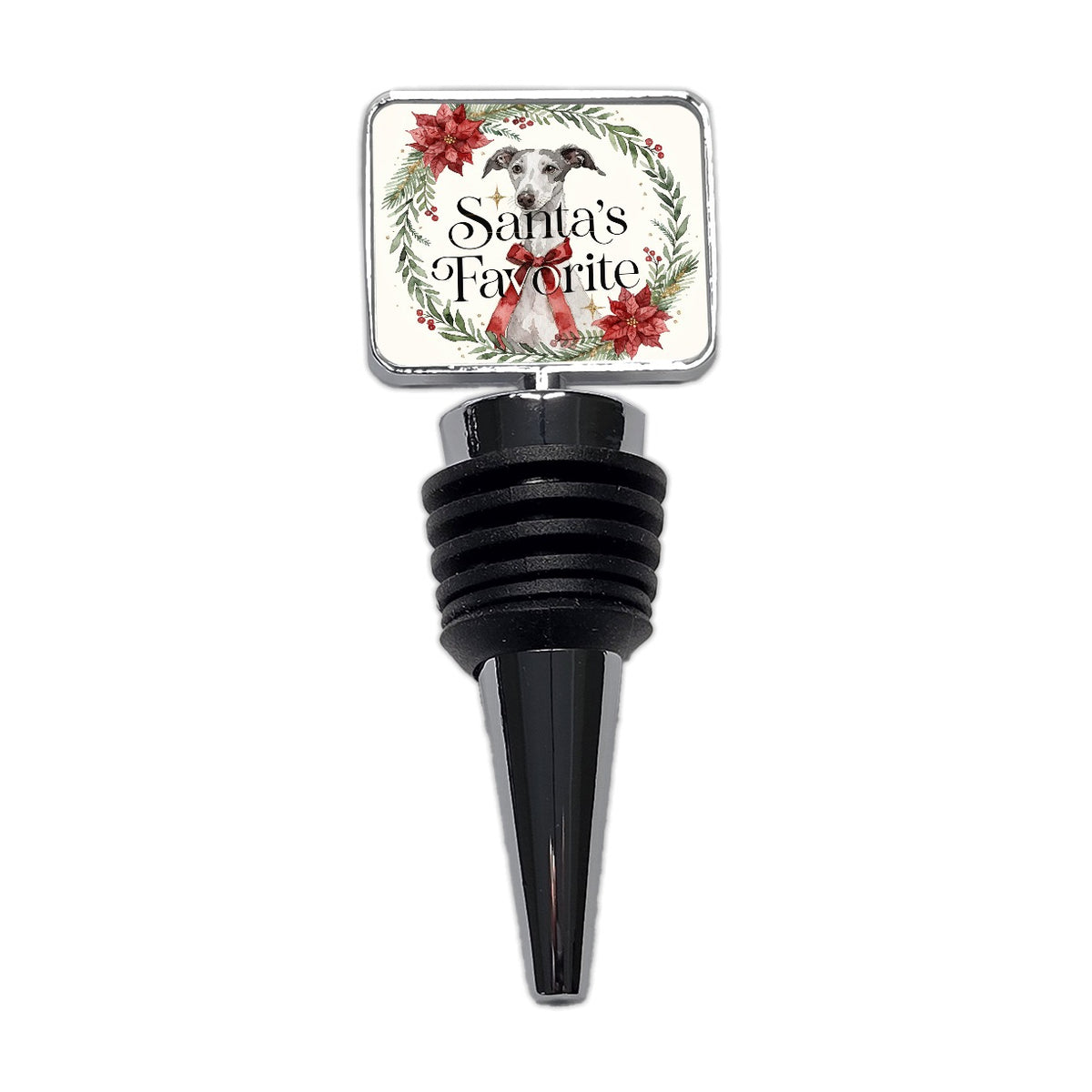 Greyhound Dog Christmas Santa's Favorite Wine Bottle Stopper