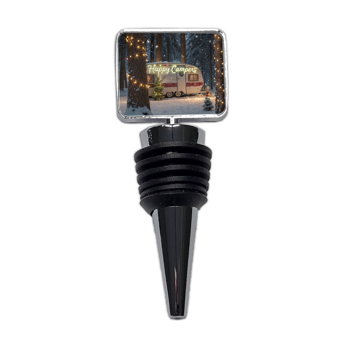 Happy Camper RV Vintage Christmas Wine Bottle Stopper