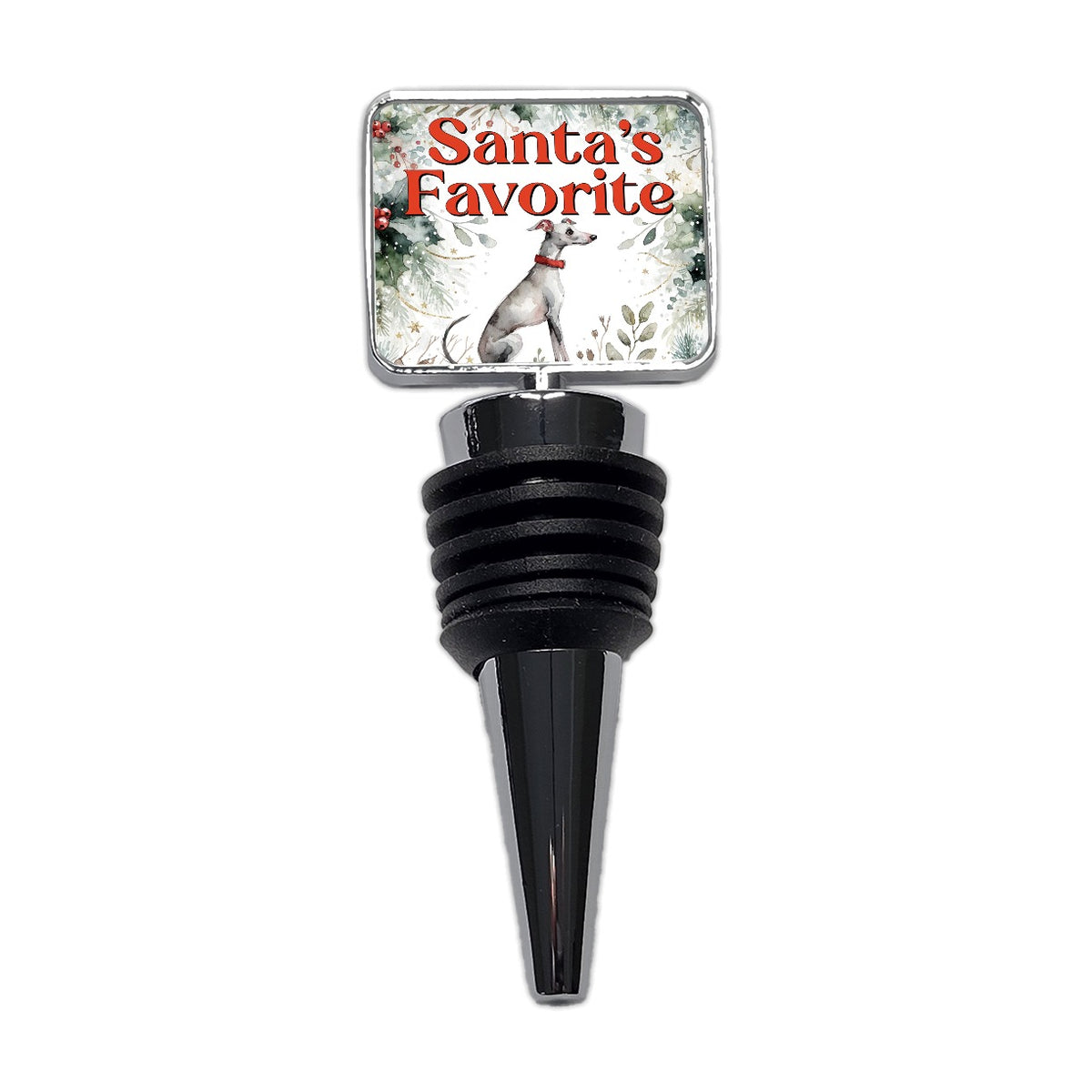 Italian Greyhound Dog Christmas Santa's Favorite Wine Bottle Stopper