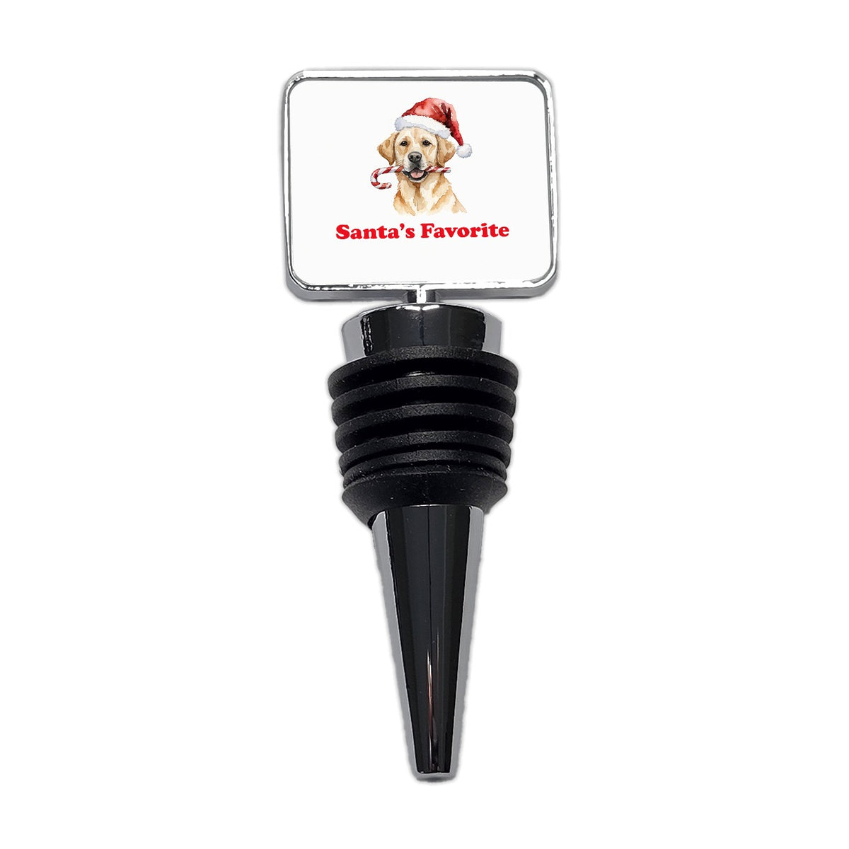 Labrador Retriever Dog Christmas Hat Santa's Favorite Wine Bottle Stopper