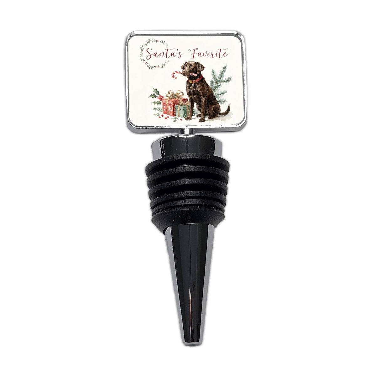 Labrador Retriever Dog Christmas Santa's Favorite Wine Bottle Stopper