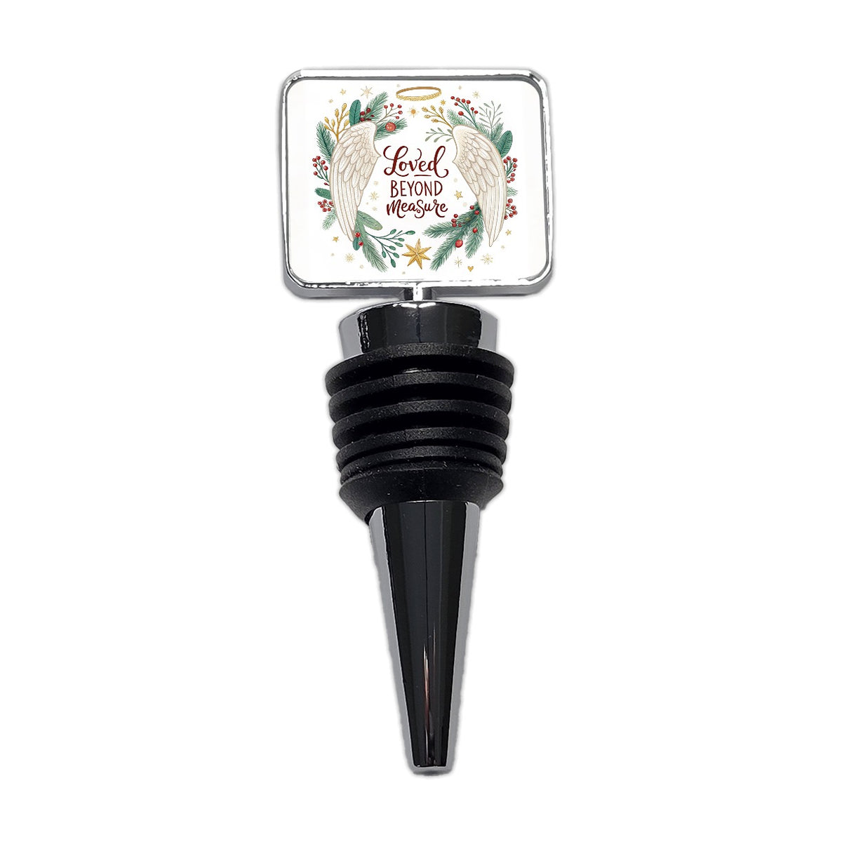 Loved Beyond Measure Christmas Angel Wings Halo Wine Bottle Stopper