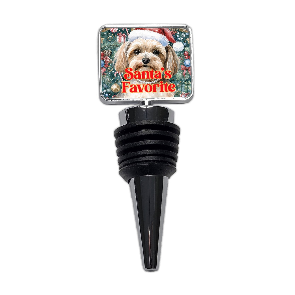 Morkie Dog Christmas Santa's Favorite Wine Bottle Stopper