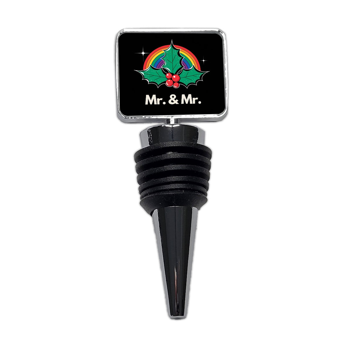 Mr and Mr Pride Gay Rainbow Christmas Wine Bottle Stopper