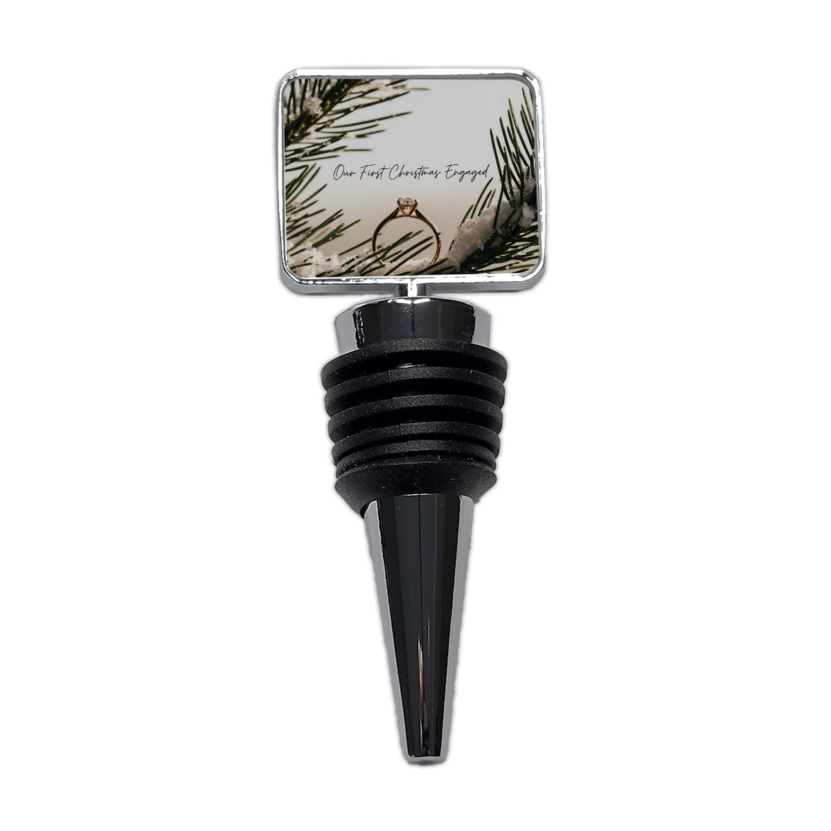 Our First Christmas Engaged Engagement Wine Bottle Stopper