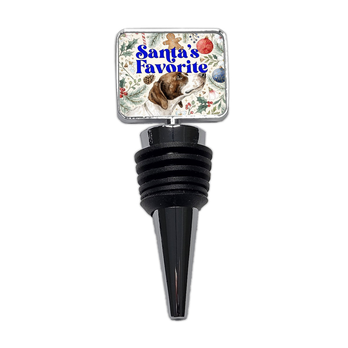 Pointer Dog Christmas Santa's Favorite Wine Bottle Stopper