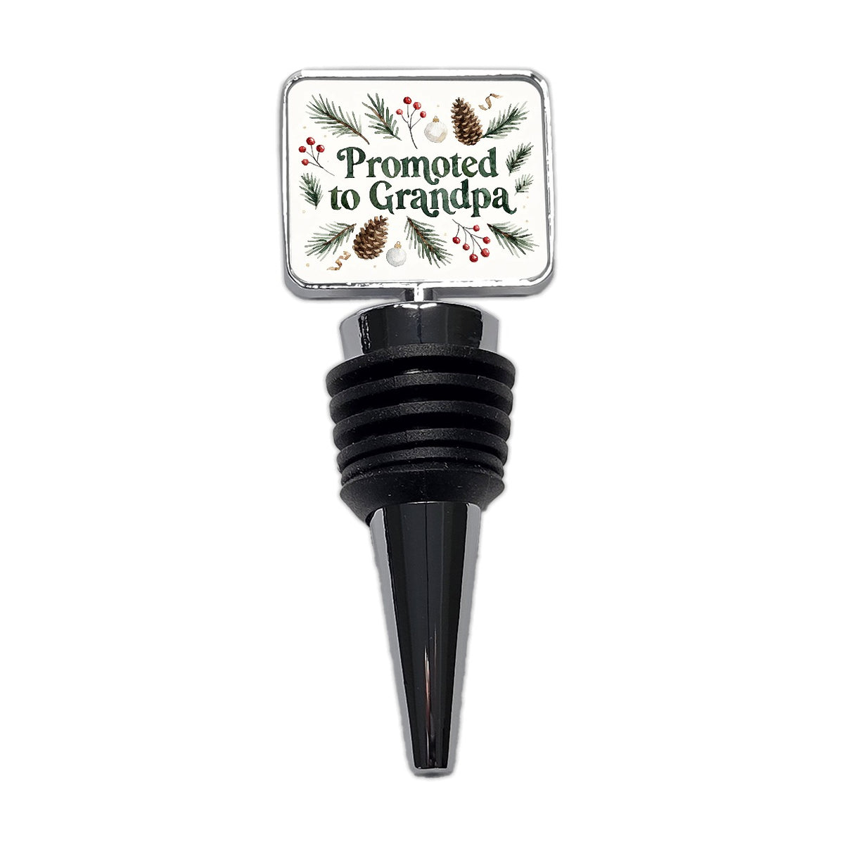 Promoted To Grandpa Christmas Wine Bottle Stopper