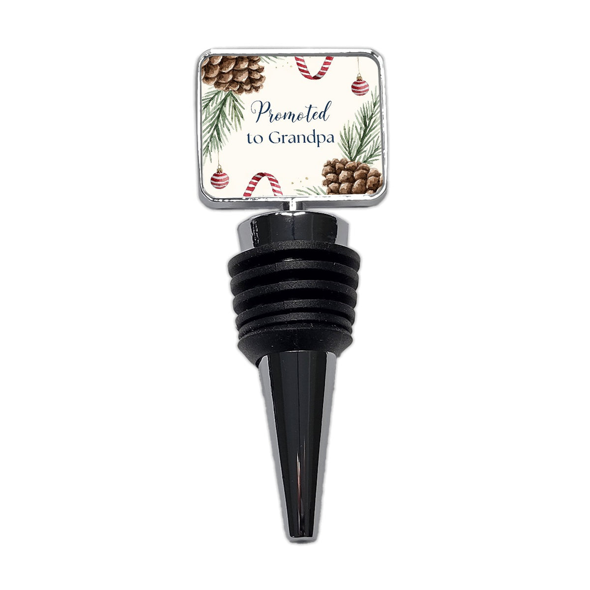 Promoted To Grandpa Grandfather Christmas Wine Bottle Stopper