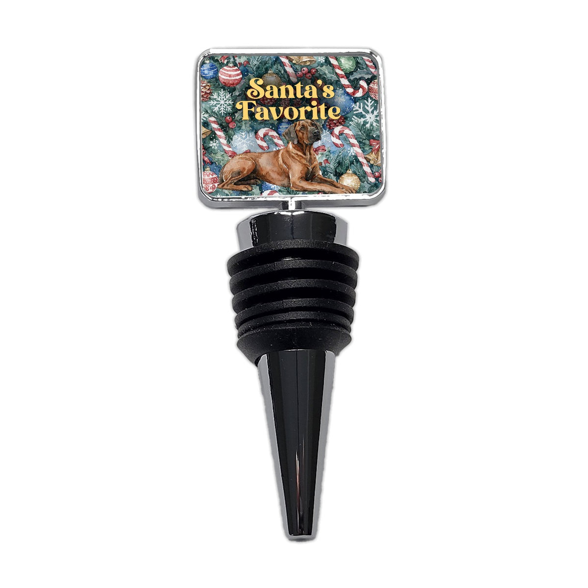 Rhodesian Ridgeback Dog Christmas Santa's Favorite Wine Bottle Stopper