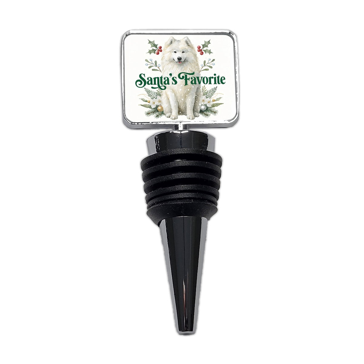 Samoyed Dog Christmas Santa's Favorite Wine Bottle Stopper