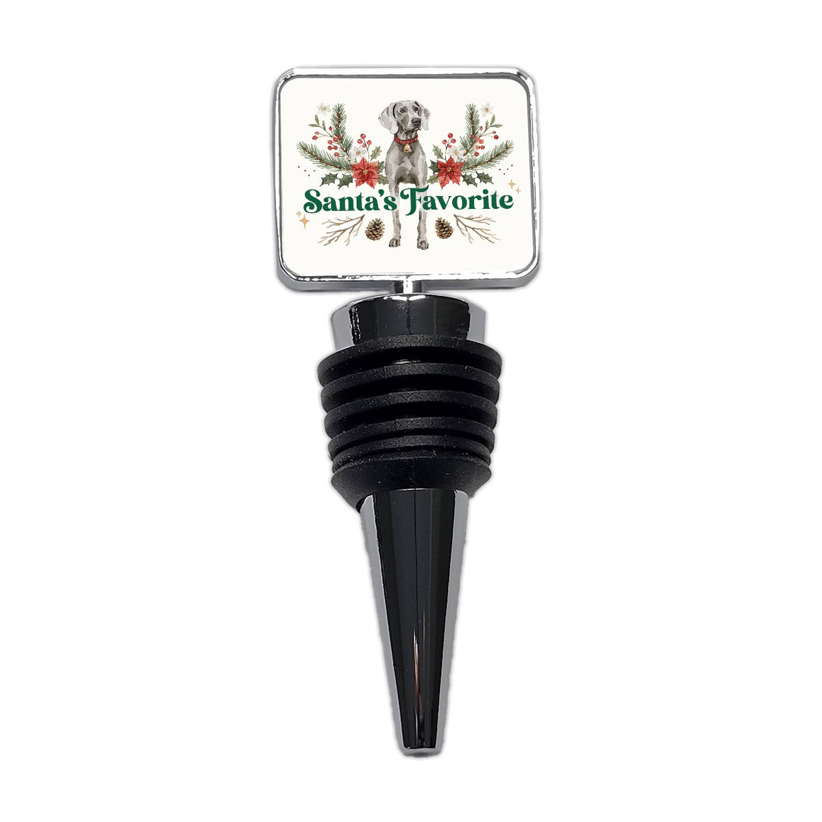 Weimaraner Dog Christmas Santa's Favorite Wine Bottle Stopper