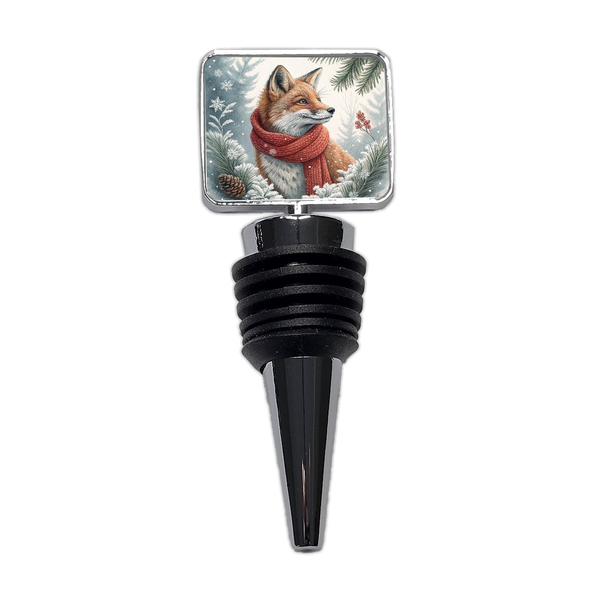 Winter Fox With Scarf Christmas Wine Bottle Stopper