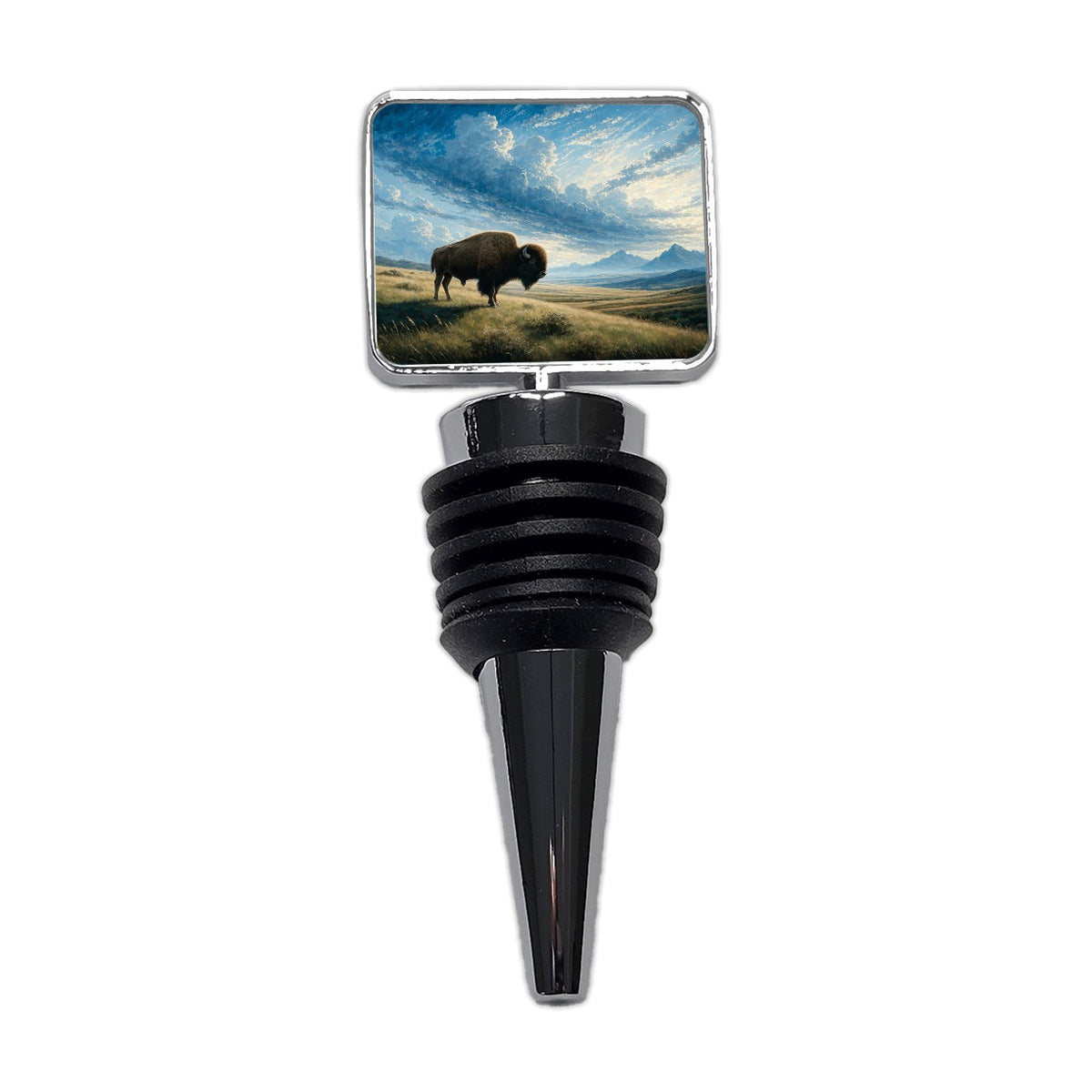 Bison Prairie Landscape Wine Bottle Stopper