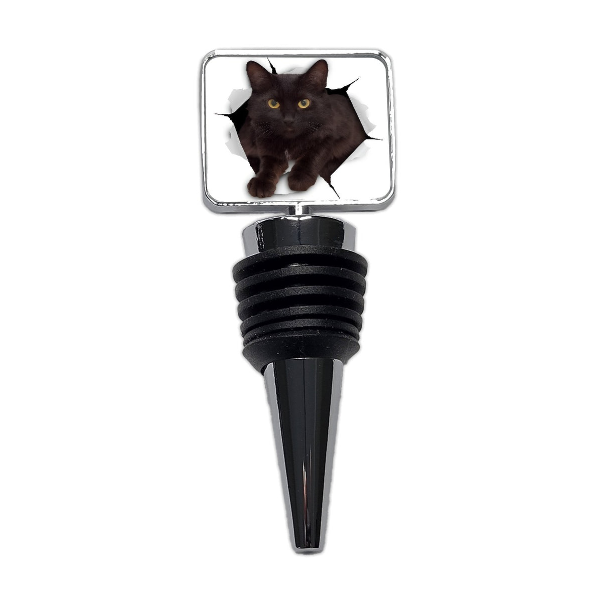 Black Cat Breakout Wine Bottle Stopper