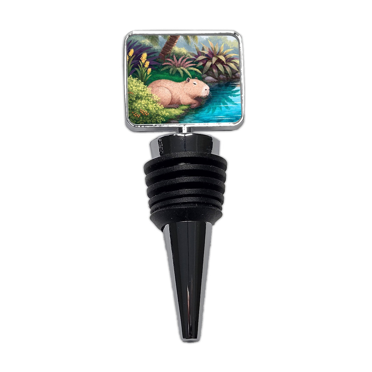 Capybara Tropical Pond Wine Bottle Stopper