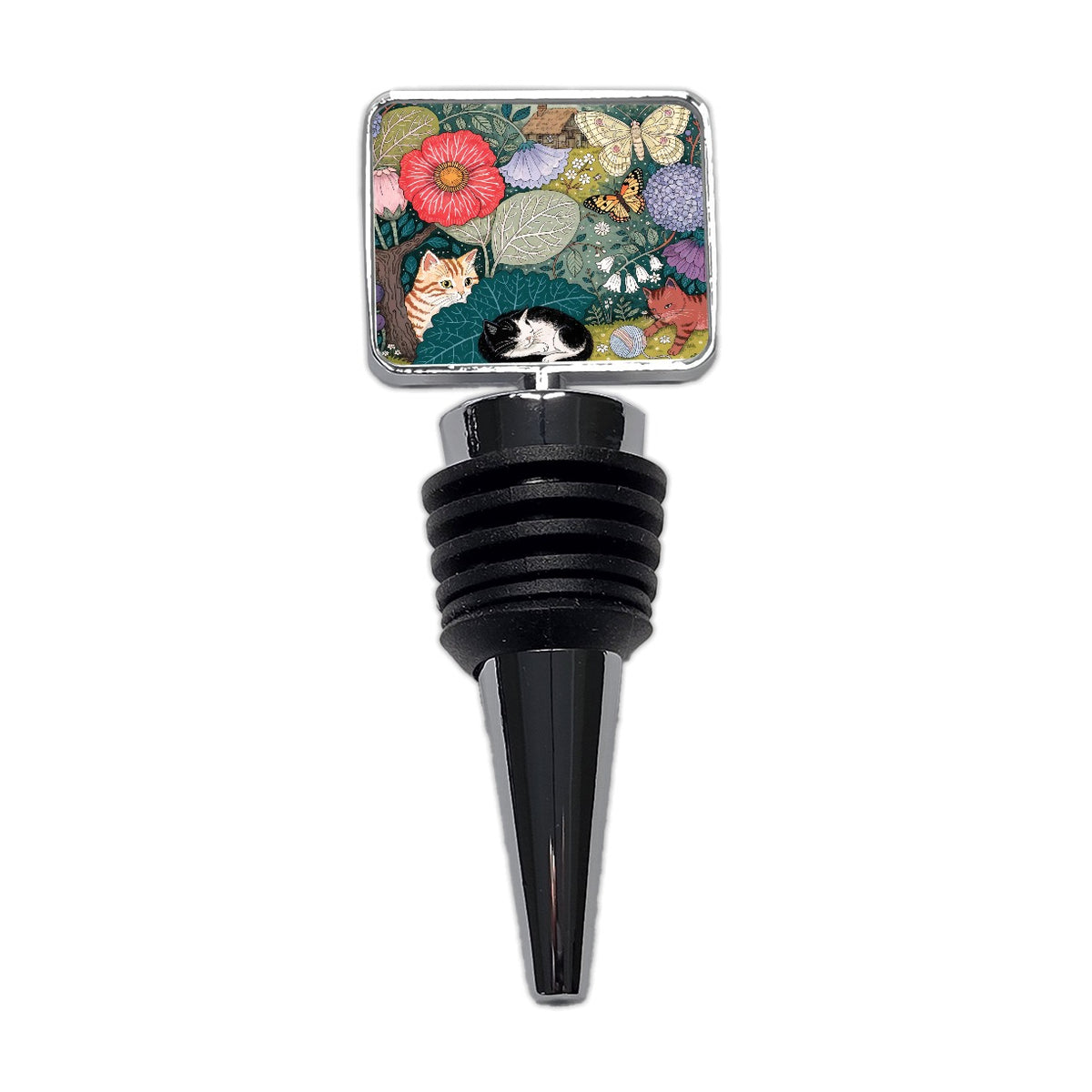 Cats In Garden Wine Bottle Stopper