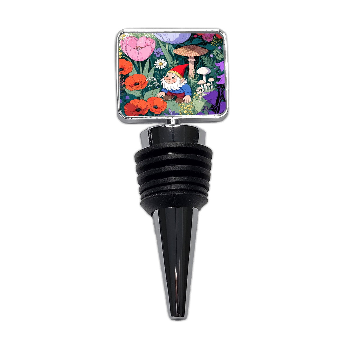 Charming Gnome Flower Garden Wine Bottle Stopper