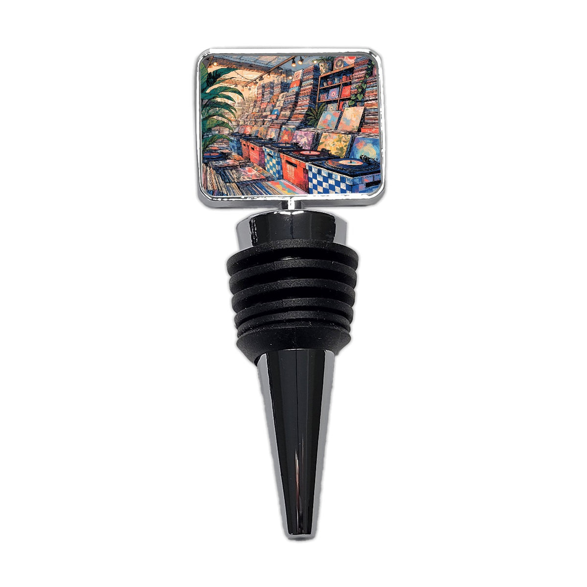 Cozy Record Store Wine Bottle Stopper