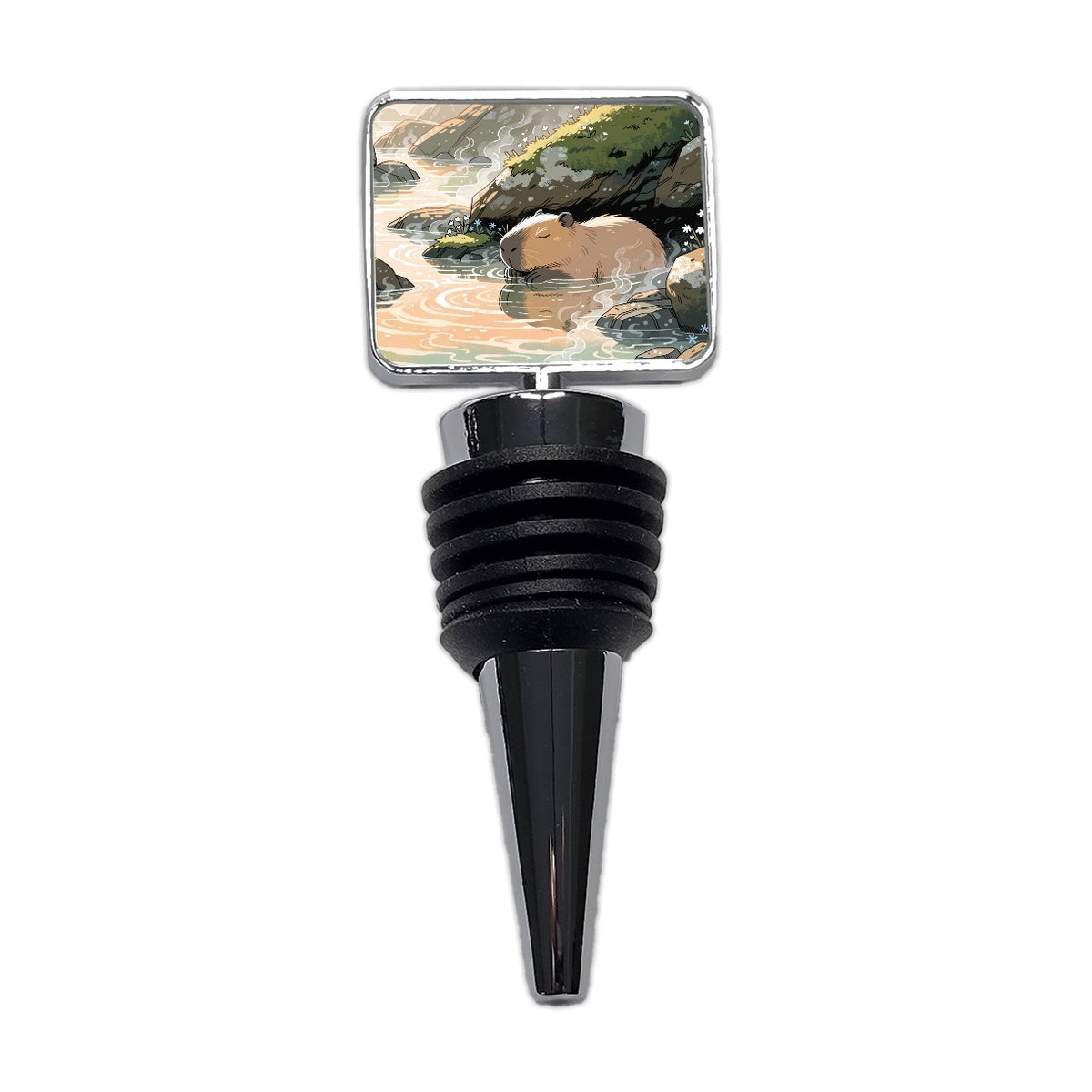 Cute Capybara Relaxing Wine Bottle Stopper