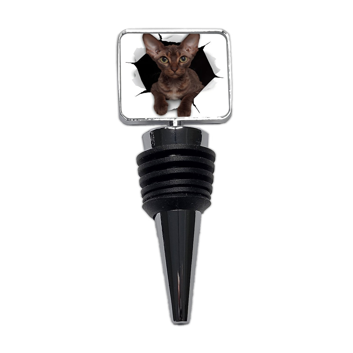 Devon Rex Cat Breakout Wine Bottle Stopper