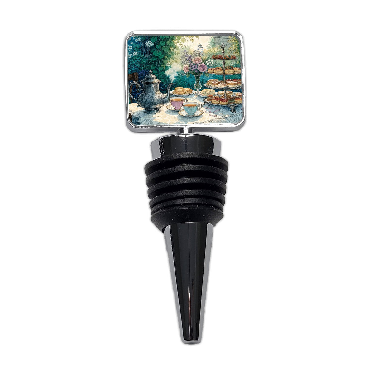 Elegant Afternoon Tea Pot Scones Wine Bottle Stopper